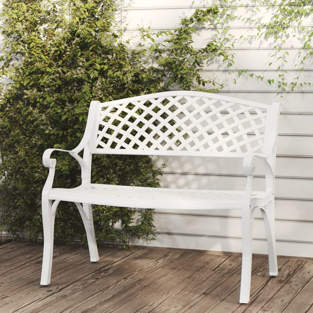 Panchina da Giardino 102 cm in Alluminio Pressofuso Bianco 317746