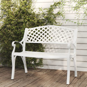 Panchina da Giardino 102 cm in Alluminio Pressofuso Bianco 317746