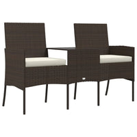 Divano da Giardino a 2 Posti con Tavolino in Polyrattan Marrone 317622