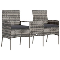 Divano da Giardino 2 Posti con Tavolino in Polyrattan Antracite cod mxl 70764