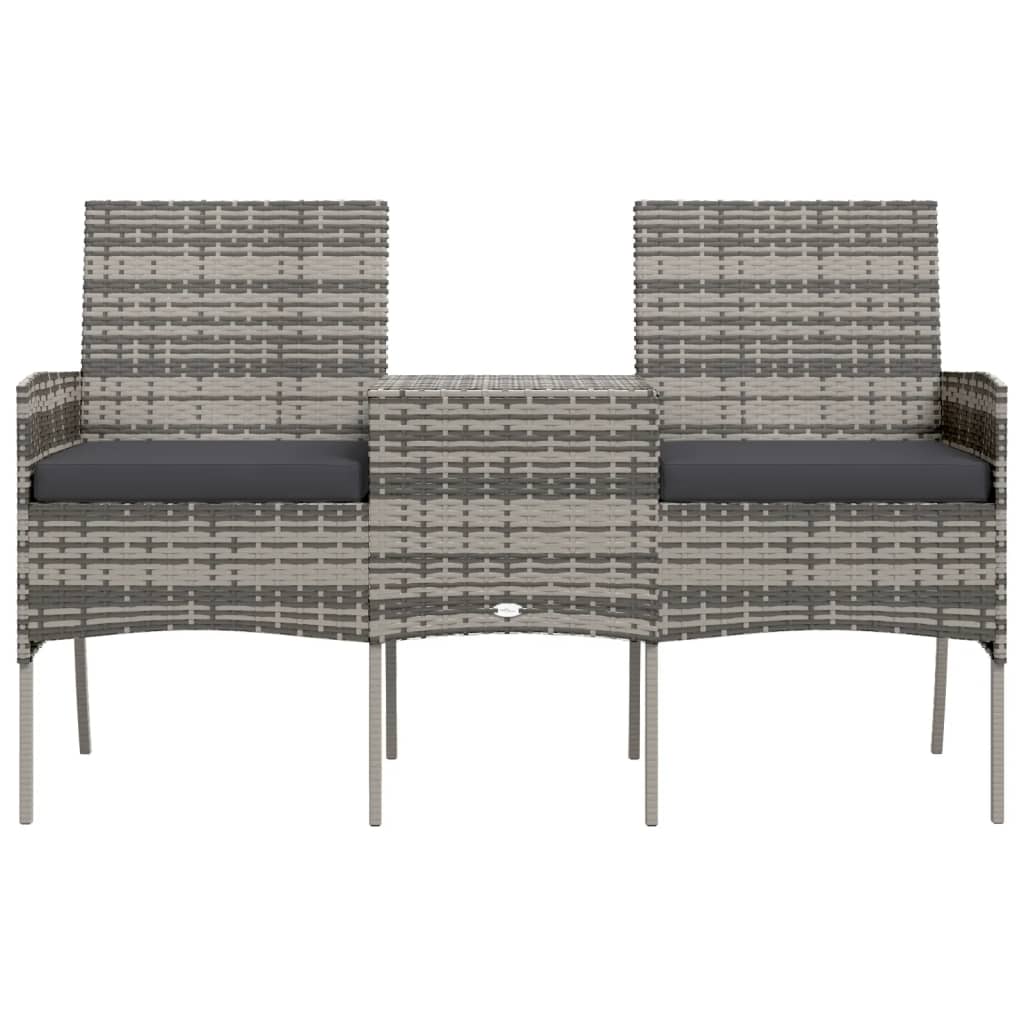 Divano da Giardino 2 Posti con Tavolino in Polyrattan Antracite cod mxl 70764