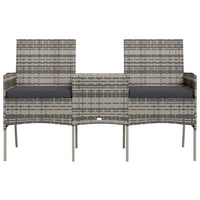 Divano da Giardino 2 Posti con Tavolino in Polyrattan Antracite cod mxl 70764