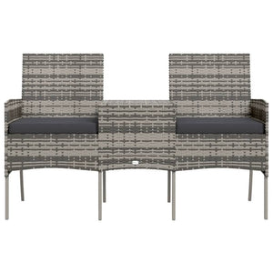 Divano da Giardino 2 Posti con Tavolino in Polyrattan Antracite cod mxl 70764