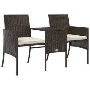 Divano Giardino 2 Posti con Tavolo e Sgabell-Sofa da Giardino-Divanetto da esternoi Marrone Polyrattan 506397
