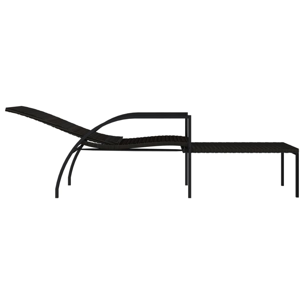 Lettino Prendisole con Poggiapiedi in Rattan PE Marrone cod mxl 23234