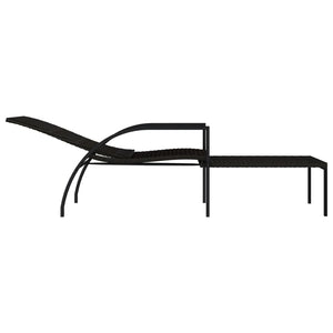 Lettino Prendisole con Poggiapiedi in Rattan PE Marrone cod mxl 23234