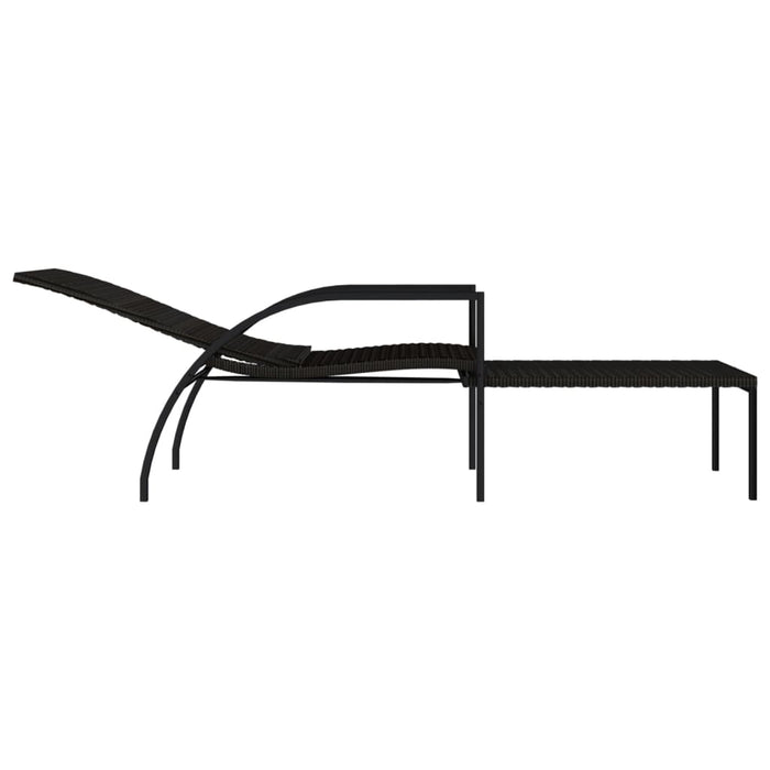 Lettino Prendisole con Poggiapiedi in Rattan PE Marrone cod mxl 23234