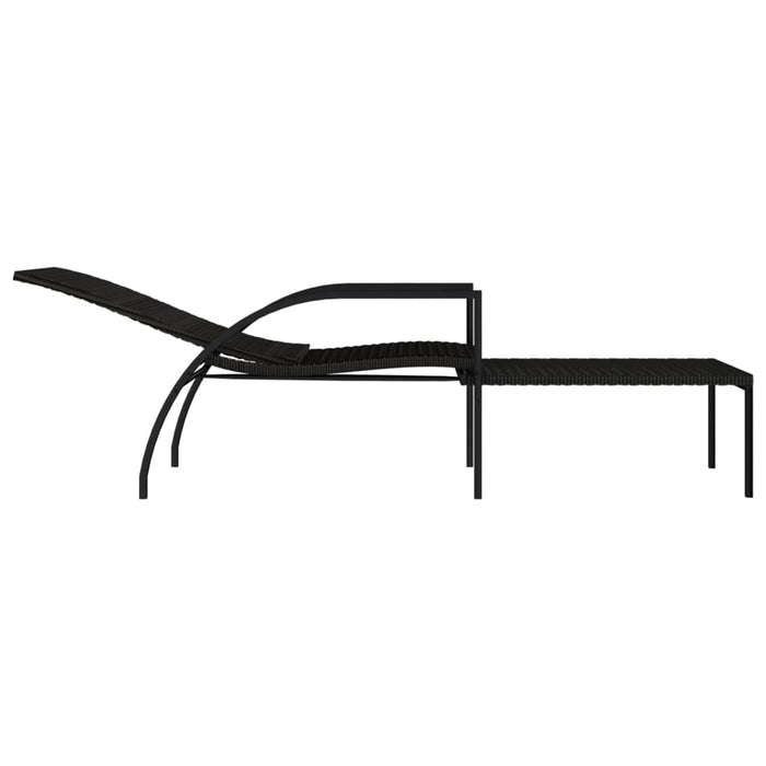 Lettini Prendisole 2 pz con Poggiapiedi in Rattan PE Marrone cod mxl 23236