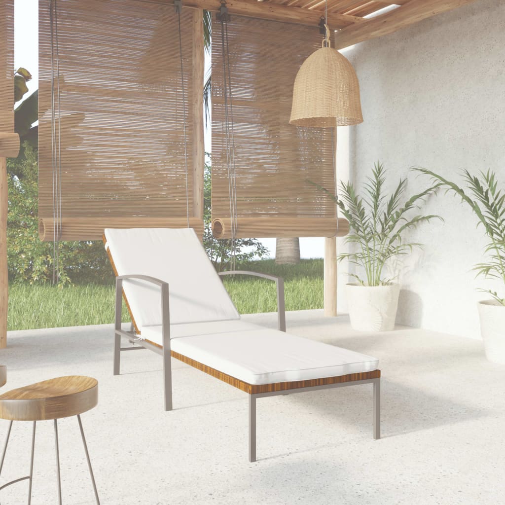 Lettino Prendisole da Giardino con Cuscino Polyrattan Marrone 317634