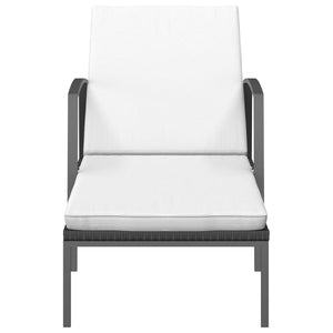 Lettino Prendisole da Giardino con Cuscino in Polyrattan Nero cod mxl 23239