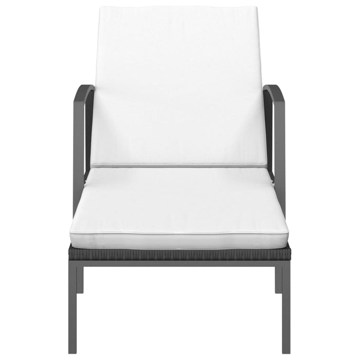 Lettino Prendisole da Giardino con Cuscino in Polyrattan Nero 317635