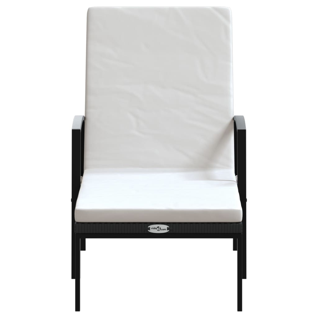 Lettini Prendisole 2 pz con Tavolo in Polyrattan Neri 317643