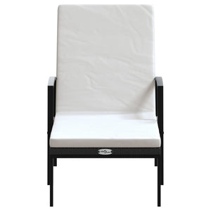 Lettini Prendisole 2 pz con Tavolo in Polyrattan Neri 317643