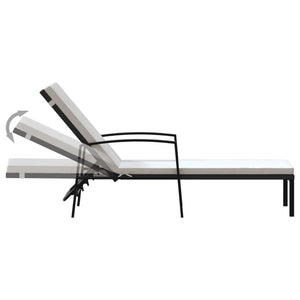 Lettini Prendisole 2 pz con Tavolo in Polyrattan Neri 317643