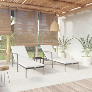 Lettini Prendisole 2 pz con Tavolo in Polyrattan Neri 317643