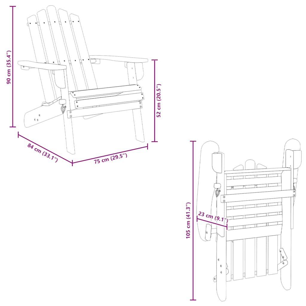 Sedia da Giardino Adirondack in Legno Massello di Acacia 316830