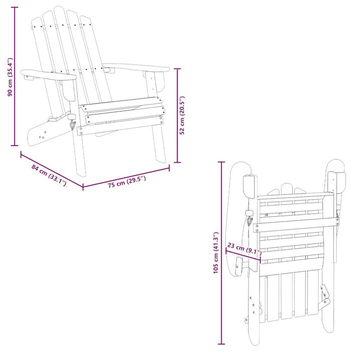Sedia da Giardino Adirondack in Legno Massello di Acacia 316830