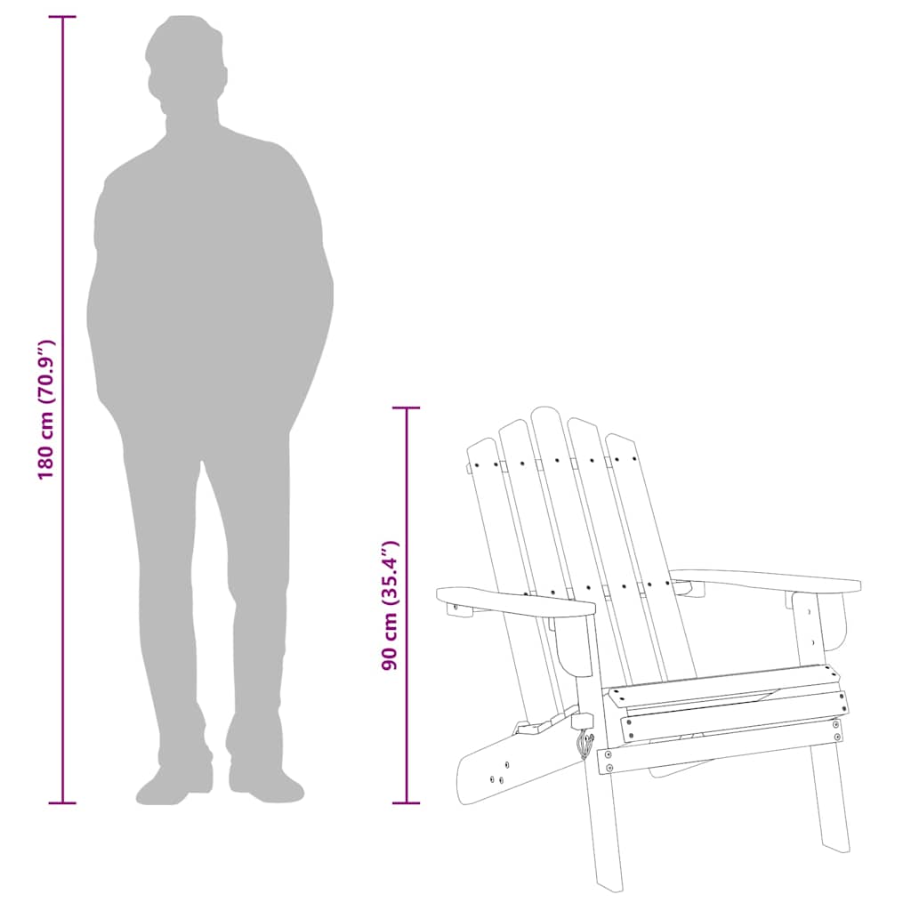 Sedia da Giardino Adirondack in Legno Massello di Acacia 316830