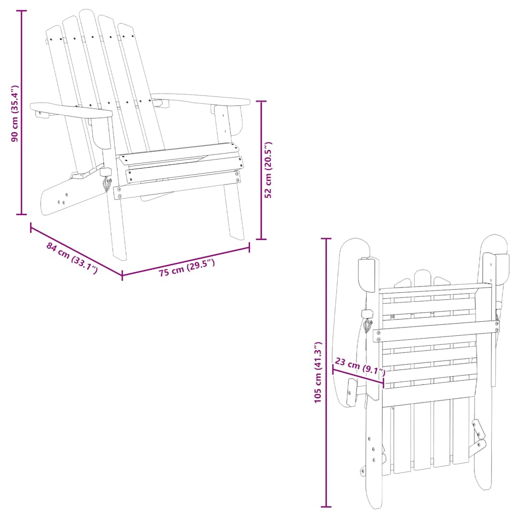 Sedia da Giardino Adirondack con Poggiapiedi Massello di Acacia 316831
