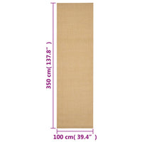 vidaXL Tappeto in Sisal Naturale 100 x 350 cm
