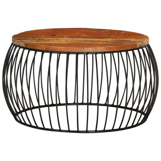 Tavolino da Salotto Ø68 cm in Legno Massello di Recupero 338022