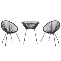 Set da Pranzo per Giardino 3 pz Nero 3085448