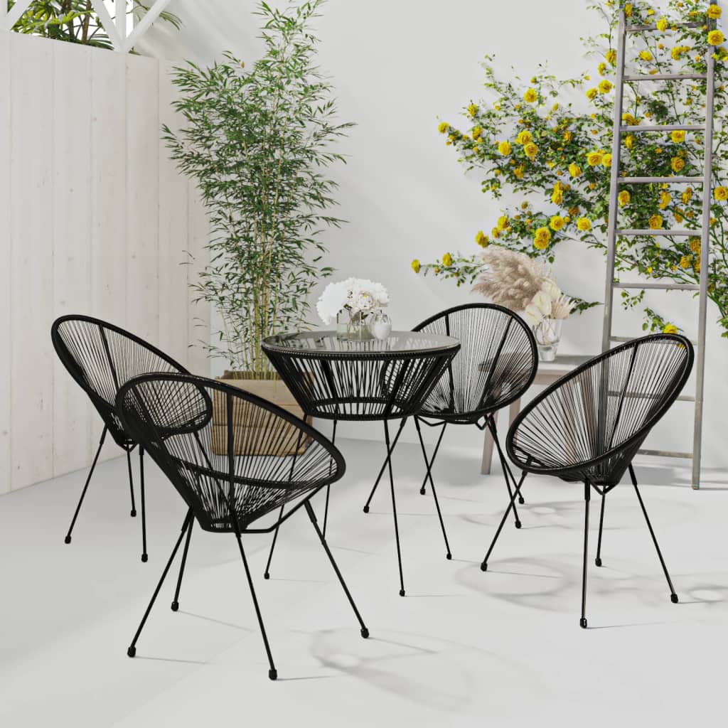 Set da Pranzo per Giardino 5 pz Nero 3085449