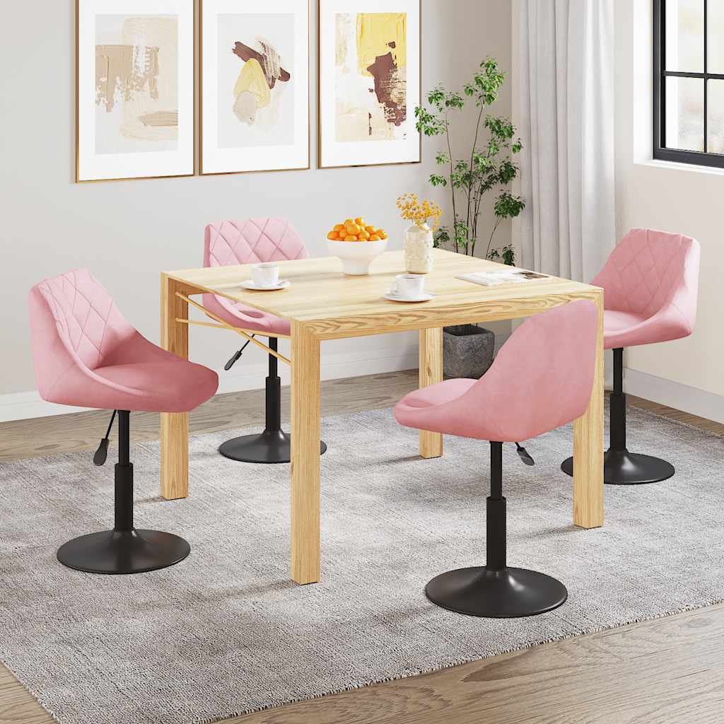 Sedie da Pranzo Girevoli 4 pz Rosa in Velluto 3088796