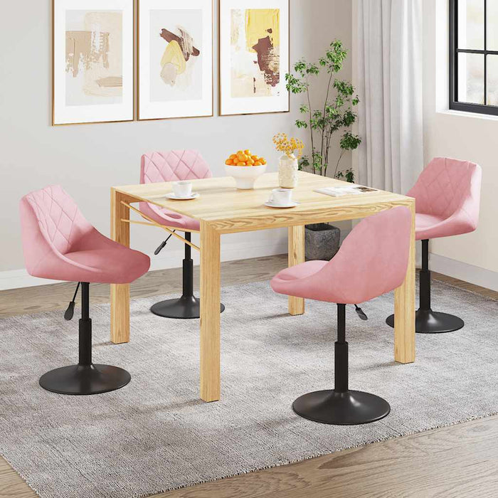 Sedie da Pranzo Girevoli 4 pz Rosa in Velluto 3088796