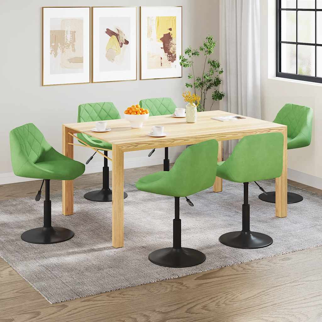 Sedie da Pranzo Girevoli 6 pz Verde Chiaro in Velluto 3088804