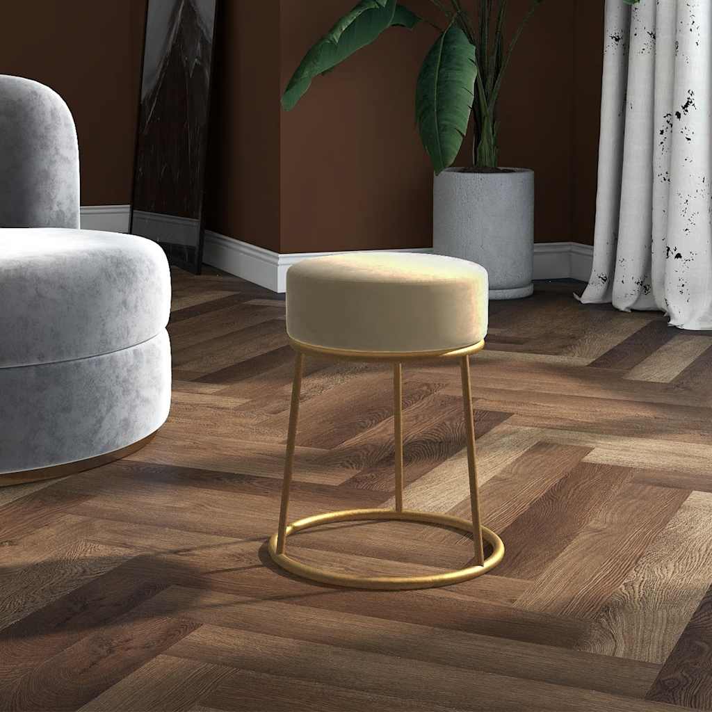 Sgabello Rotondo Grigio Scuro in Velluto 340256