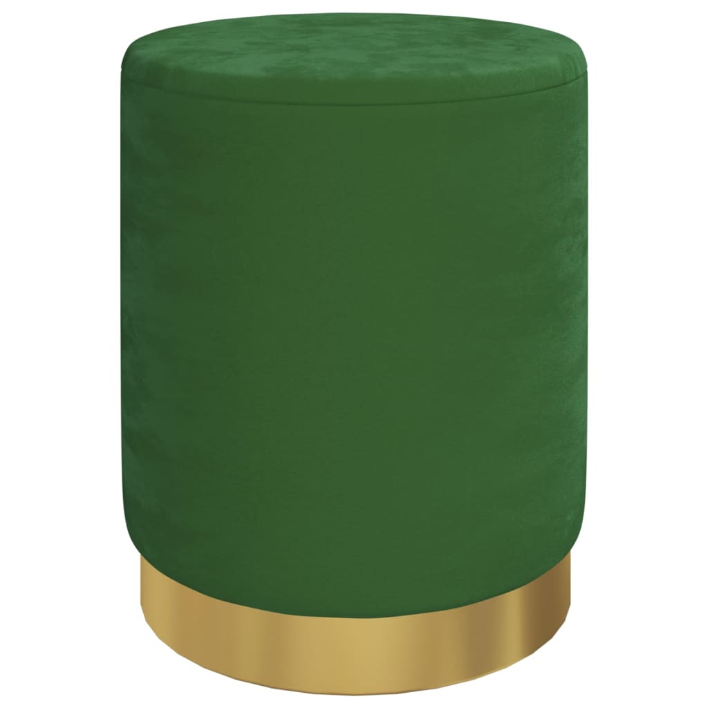 Sgabello Rotondo con Contenitore Verde in Velluto 31 x 37 cm