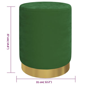 Sgabello Rotondo con Contenitore Verde in Velluto 340283