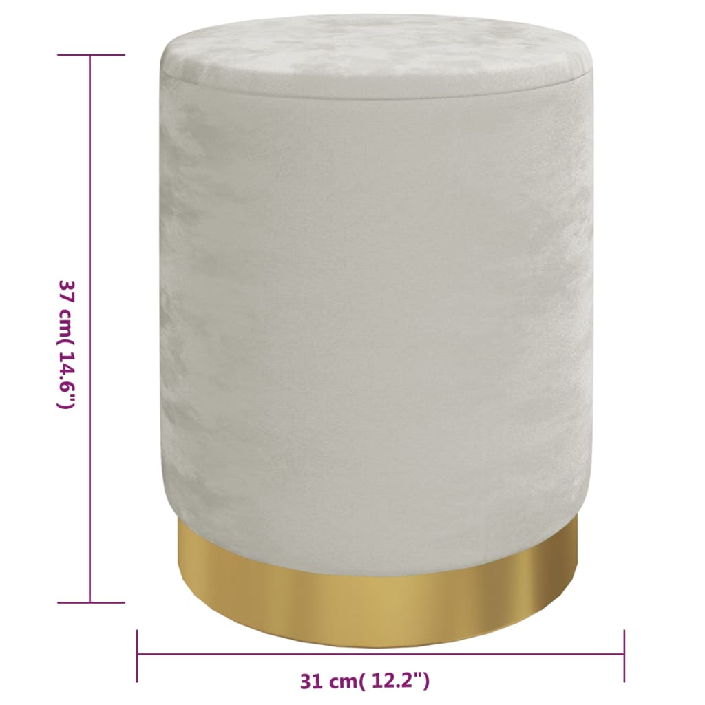 Sgabello Rotondo con Contenitore Grigio Chiaro in Velluto 340285