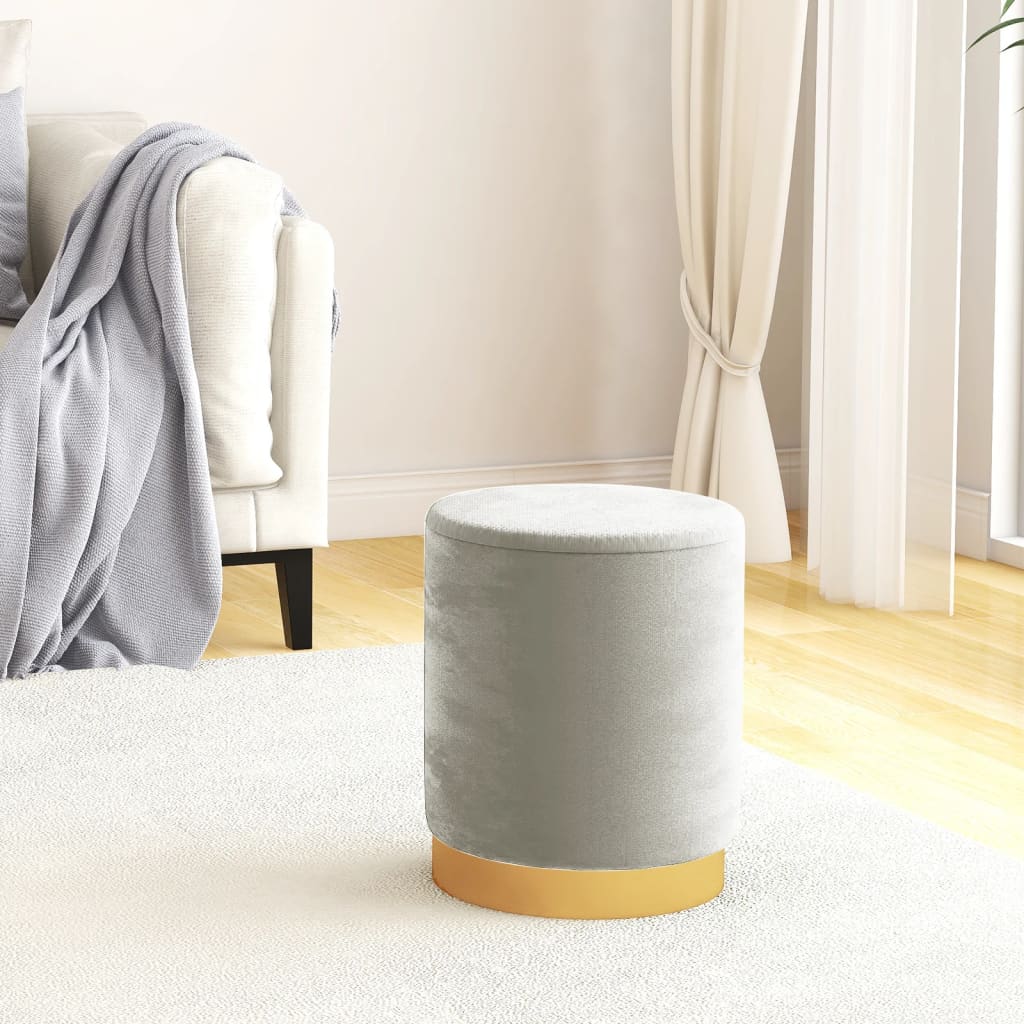 vidaXL Sgabello Rotondo con Contenitore Grigio Chiaro in Velluto 31 x 37 cm