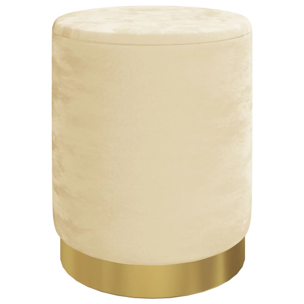 Sgabello Rotondo con Contenitore Albicocca in Velluto 31 x 37 cm