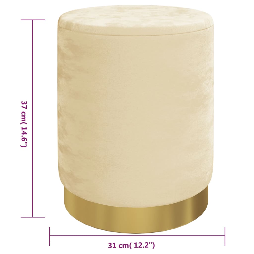 Sgabello Rotondo con Contenitore Albicocca in Velluto 340287
