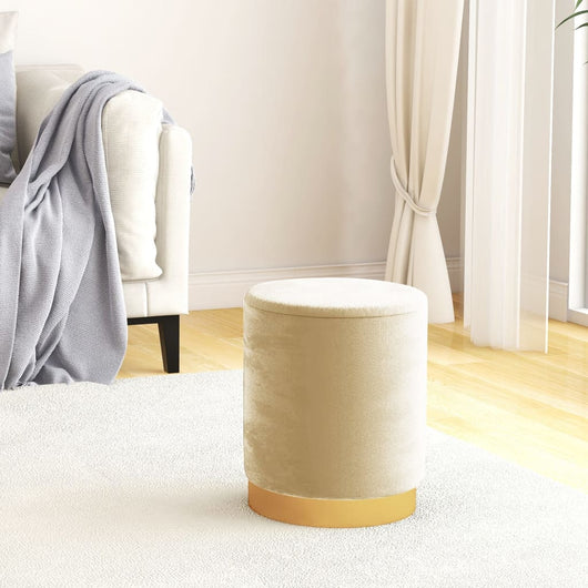 Sgabello Rotondo con Contenitore Albicocca in Velluto 31 x 37 cm