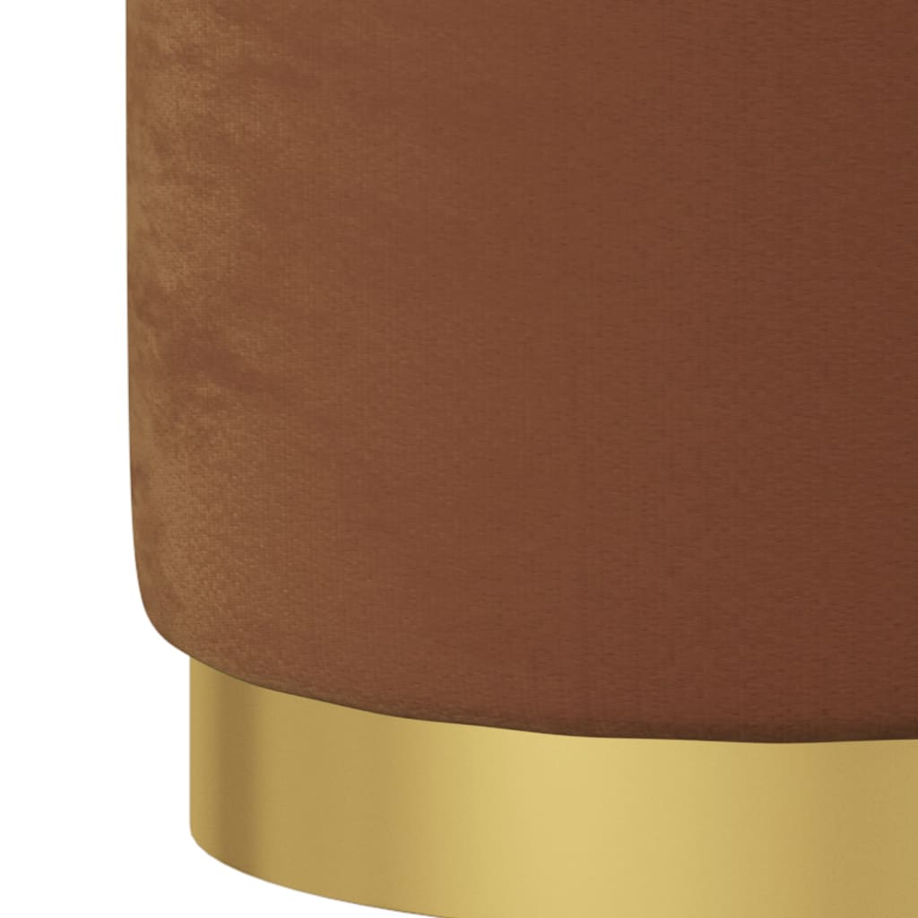 Sgabello Rotondo con Contenitore Marrone in Velluto 340289