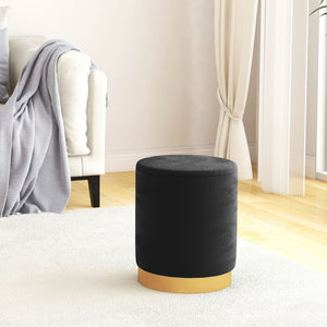 Sgabello Rotondo con Contenitore Nero in Velluto 31 x 37 cm