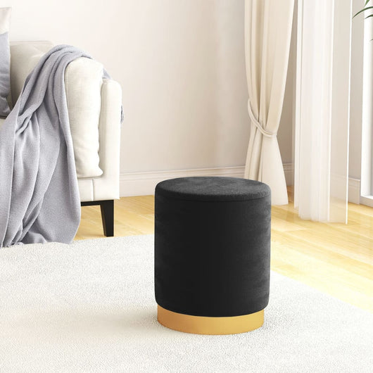 Sgabello Rotondo con Contenitore Nero in Velluto 31 x 37 cm