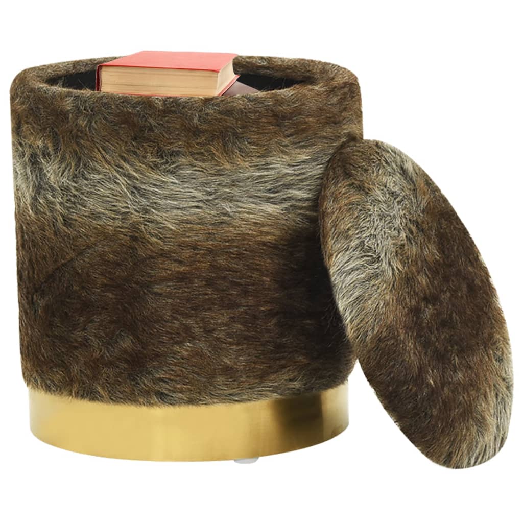 Sgabello Rotondo con Contenitore Colore Misto in Peluche