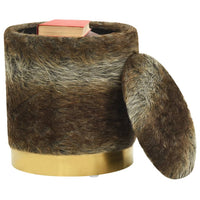 Sgabello Rotondo con Contenitore Colore Misto in Peluche