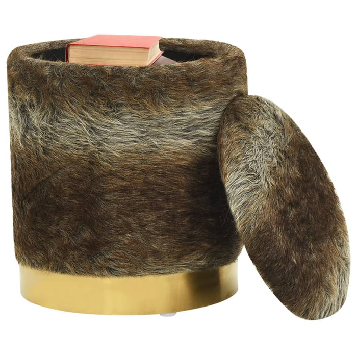 Sgabello Rotondo con Contenitore Colore Misto in Peluche