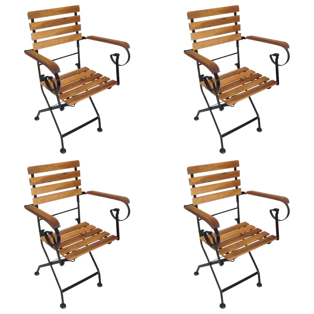 Sedie da Giardino Pieghevoli 4 pz in Acciaio e Legno Acacia cod mxl 8747