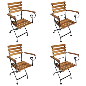 Sedie da Giardino Pieghevoli 4 pz in Acciaio e Legno Acacia cod mxl 8747