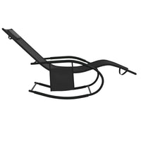 Lettino Prendisole a Dondolo in Acciaio e Textilene Nero cod mxl 23259