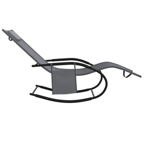 Lettino Prendisole a Dondolo in Acciaio e Textilene Grigio 318121