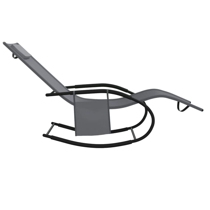 Lettino Prendisole a Dondolo in Acciaio e Textilene Grigio 318121