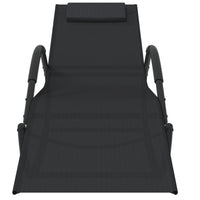 Set di due poltrone lounge a dondolo in acciaio nero e Textilene 02_0011975